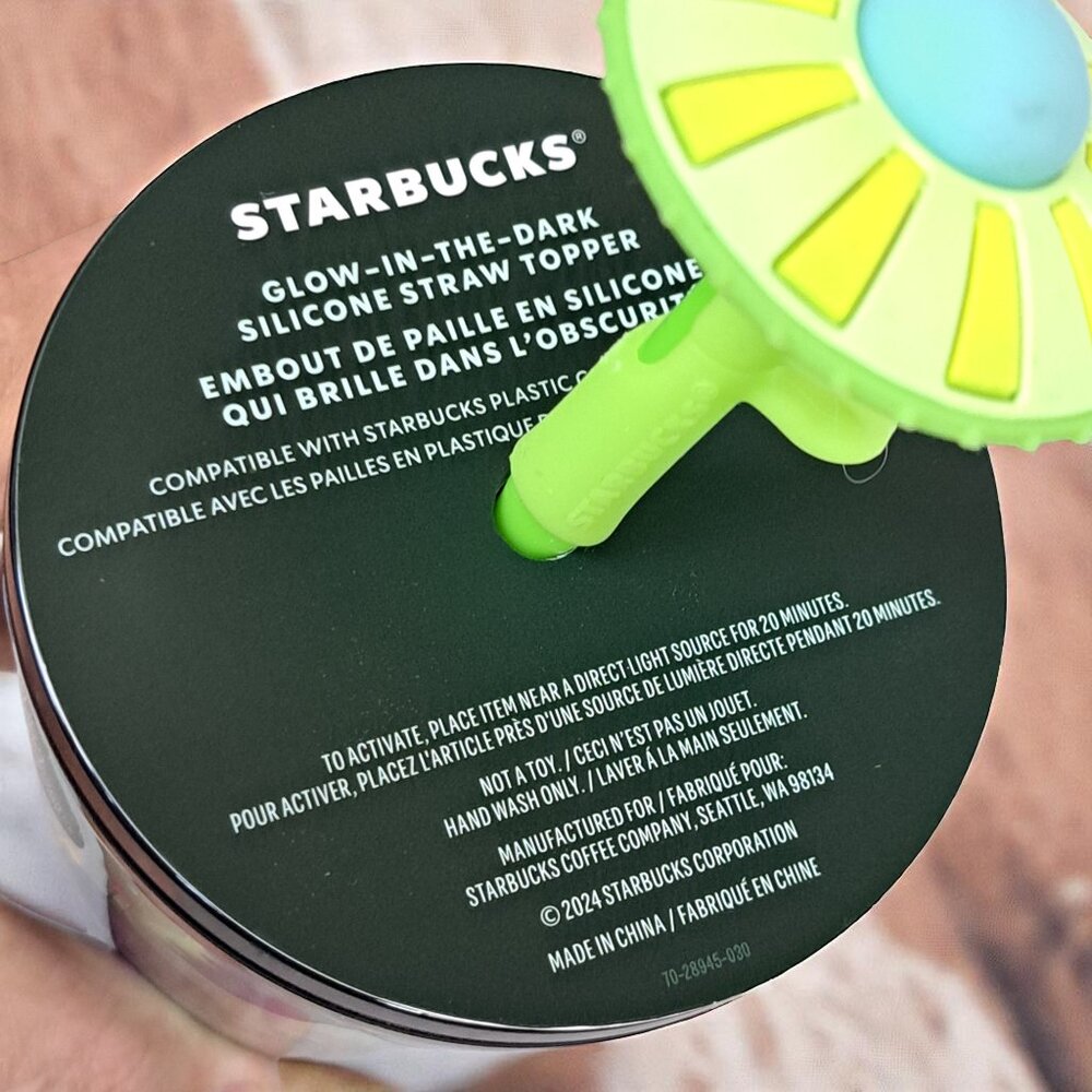 Starbucks Glow In the Dark Venti UFO Silicone Straw Topper Cold Cup Tumbler - Picture 4 of 10